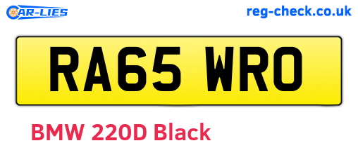 RA65WRO are the vehicle registration plates.