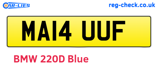 MA14UUF are the vehicle registration plates.