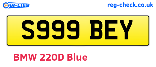 S999BEY are the vehicle registration plates.