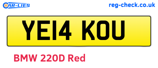 YE14KOU are the vehicle registration plates.