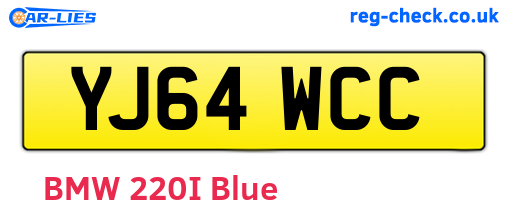 YJ64WCC are the vehicle registration plates.