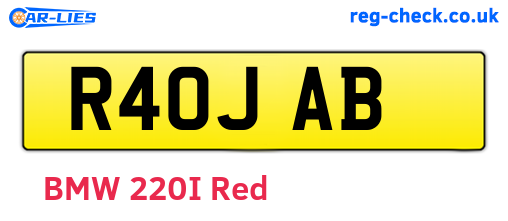 R40JAB are the vehicle registration plates.