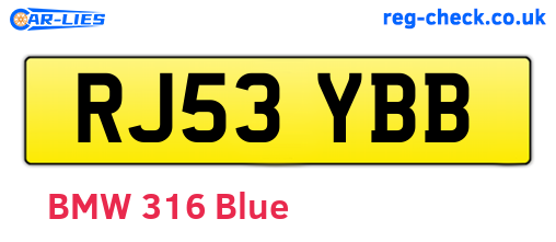 RJ53YBB are the vehicle registration plates.
