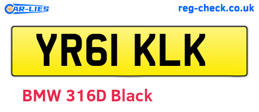 YR61KLK are the vehicle registration plates.