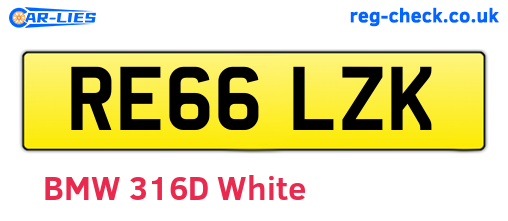 RE66LZK are the vehicle registration plates.