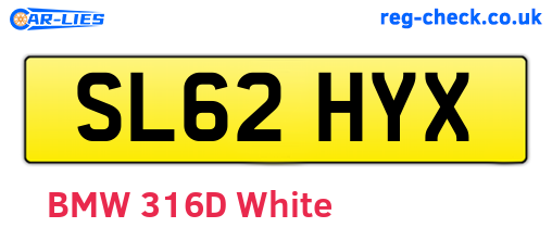SL62HYX are the vehicle registration plates.
