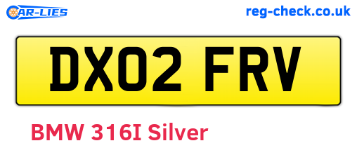 DX02FRV are the vehicle registration plates.