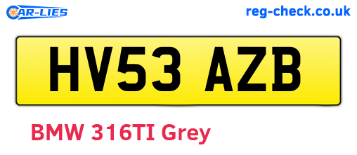 HV53AZB are the vehicle registration plates.