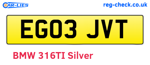 EG03JVT are the vehicle registration plates.