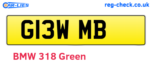G13WMB are the vehicle registration plates.