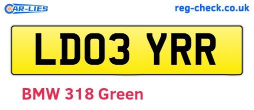 LD03YRR are the vehicle registration plates.