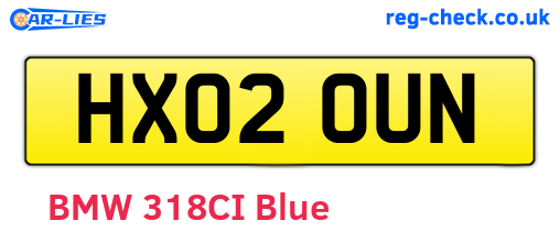 HX02OUN are the vehicle registration plates.