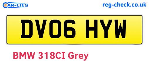 DV06HYW are the vehicle registration plates.