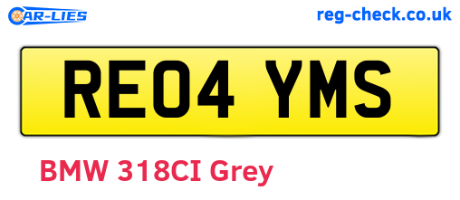 RE04YMS are the vehicle registration plates.