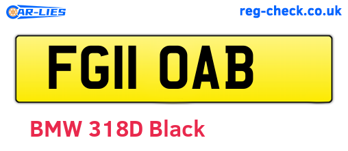 FG11OAB are the vehicle registration plates.