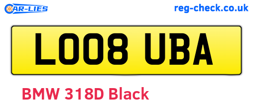 LO08UBA are the vehicle registration plates.