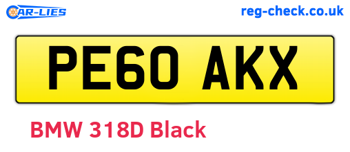 PE60AKX are the vehicle registration plates.