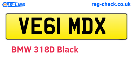 VE61MDX are the vehicle registration plates.