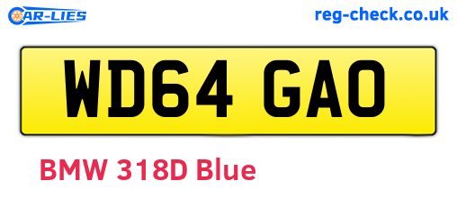 WD64GAO are the vehicle registration plates.