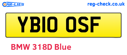 YB10OSF are the vehicle registration plates.