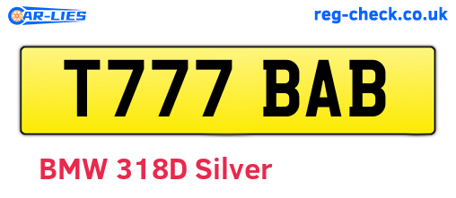T777BAB are the vehicle registration plates.