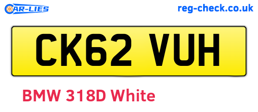 CK62VUH are the vehicle registration plates.