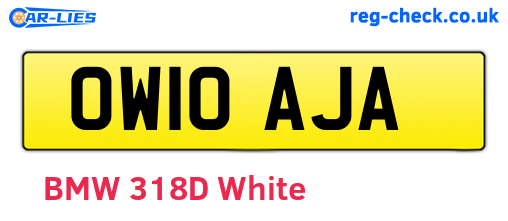 OW10AJA are the vehicle registration plates.