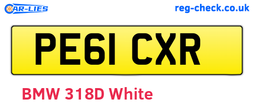 PE61CXR are the vehicle registration plates.