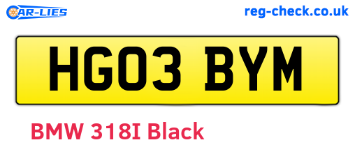 HG03BYM are the vehicle registration plates.