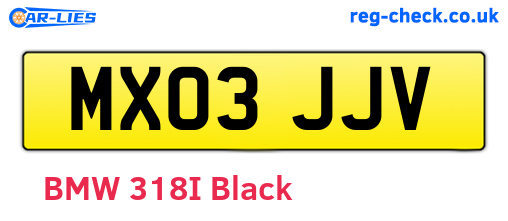 MX03JJV are the vehicle registration plates.
