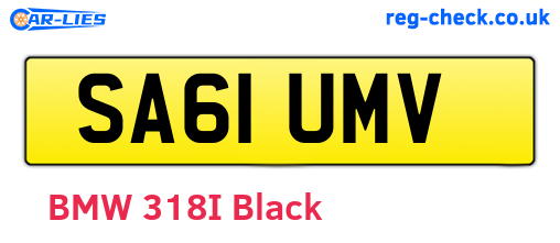 SA61UMV are the vehicle registration plates.