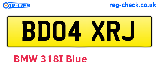 BD04XRJ are the vehicle registration plates.