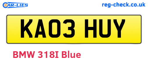 KA03HUY are the vehicle registration plates.
