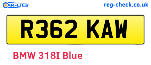 R362KAW are the vehicle registration plates.