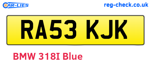 RA53KJK are the vehicle registration plates.