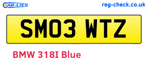 SM03WTZ are the vehicle registration plates.