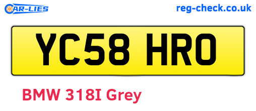 YC58HRO are the vehicle registration plates.