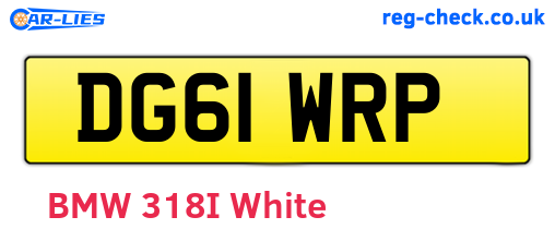 DG61WRP are the vehicle registration plates.