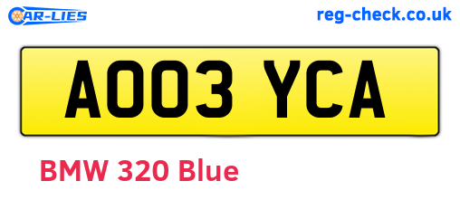 AO03YCA are the vehicle registration plates.