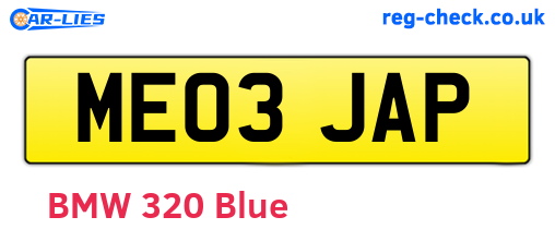 ME03JAP are the vehicle registration plates.