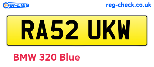 RA52UKW are the vehicle registration plates.