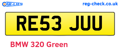 RE53JUU are the vehicle registration plates.