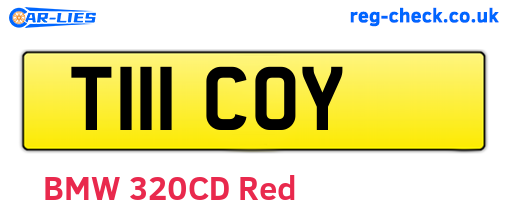 T111COY are the vehicle registration plates.