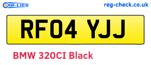 RF04YJJ are the vehicle registration plates.