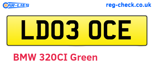 LD03OCE are the vehicle registration plates.