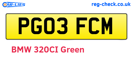 PG03FCM are the vehicle registration plates.