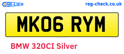 MK06RYM are the vehicle registration plates.