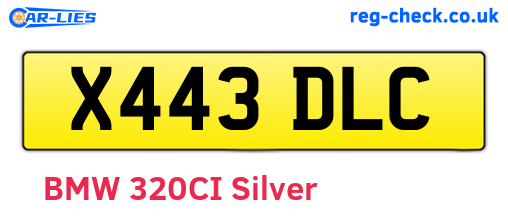 X443DLC are the vehicle registration plates.
