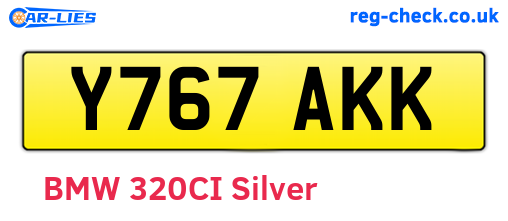 Y767AKK are the vehicle registration plates.