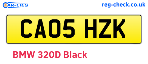 CA05HZK are the vehicle registration plates.